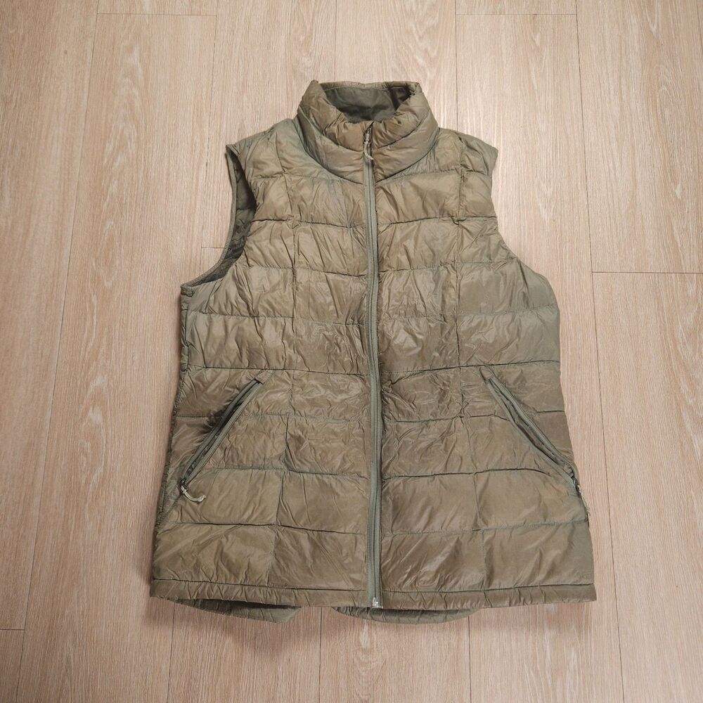 REI CO-OP 650 Down Puffer Vest Women's Large Green Packable Outdoor Hiking